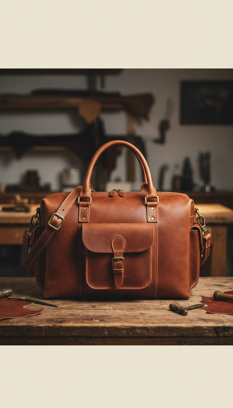 Handcrafted leather weekender bag